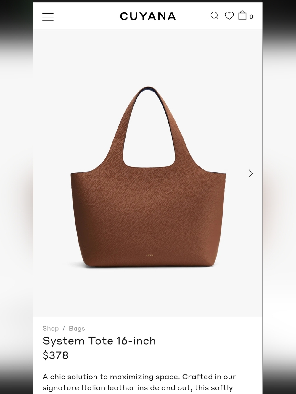 Classic Brown Leather Tote Bag - Cuyana